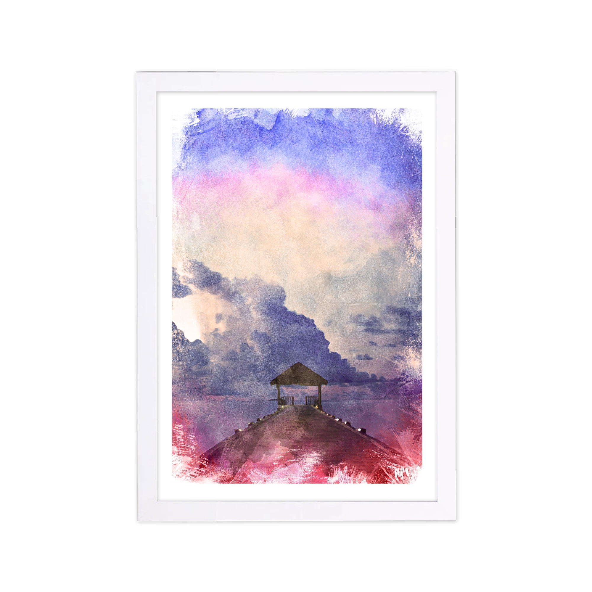 Wynwood Studio Nature and Landscape Framed Wall Art Prints 'Peace' Nature Home Décor - Purple, Brown, 13" x 19"