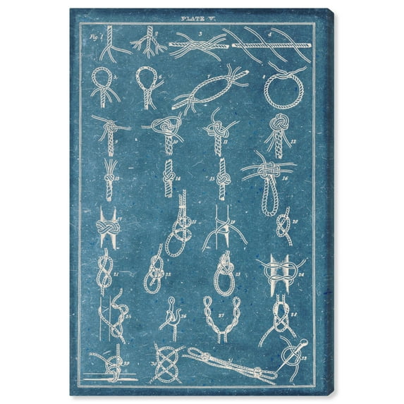 Wynwood Studio 'Nautical Knots' Nautical and Coastal Wall Art Canvas Print - Blue, White, 20" x 30"