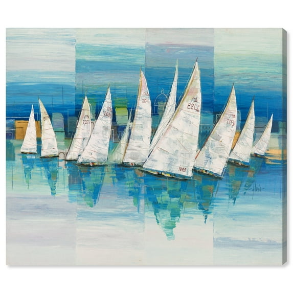 Wynwood Studio Nautical and Coastal Wall Art Canvas Prints 'Sai - Speculum Oceano 3LR1345' Coastal - Blue, White