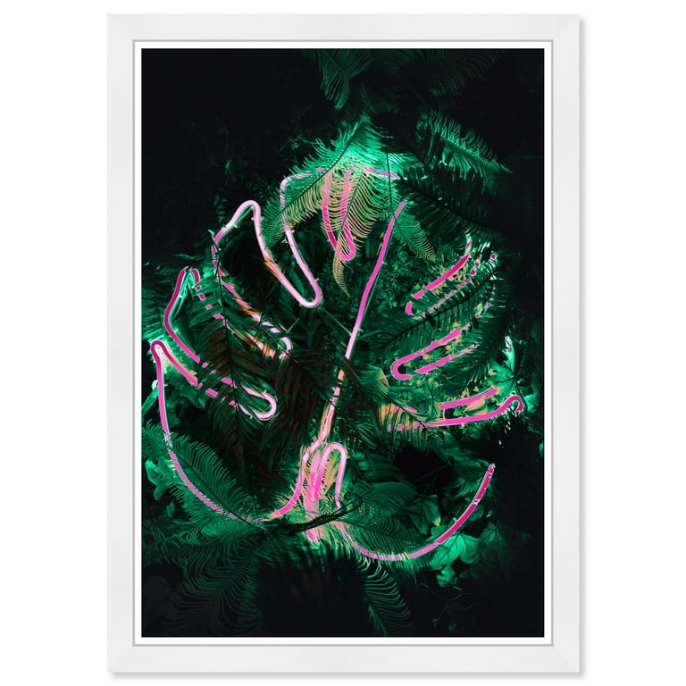 Wynwood Studio Neon Monstera Floral and Botanical Wall Art