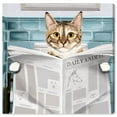 thumbnail image 1 of Wynwood Studio Occupied Bathroom Kitten Bath and Laundry Wall Art Canvas Print Blue 20x20, 1 of 5