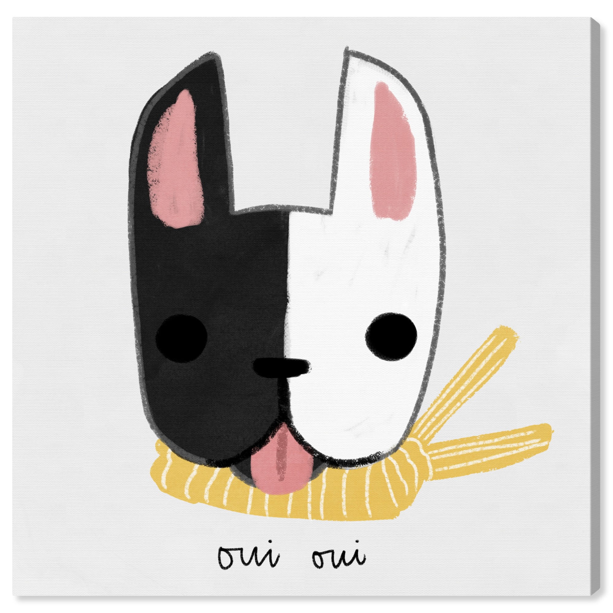 Wynwood Studio 'Oui Oui Yellow' Animals Wall Art Canvas Print - Yellow, Black, 12" x 12"