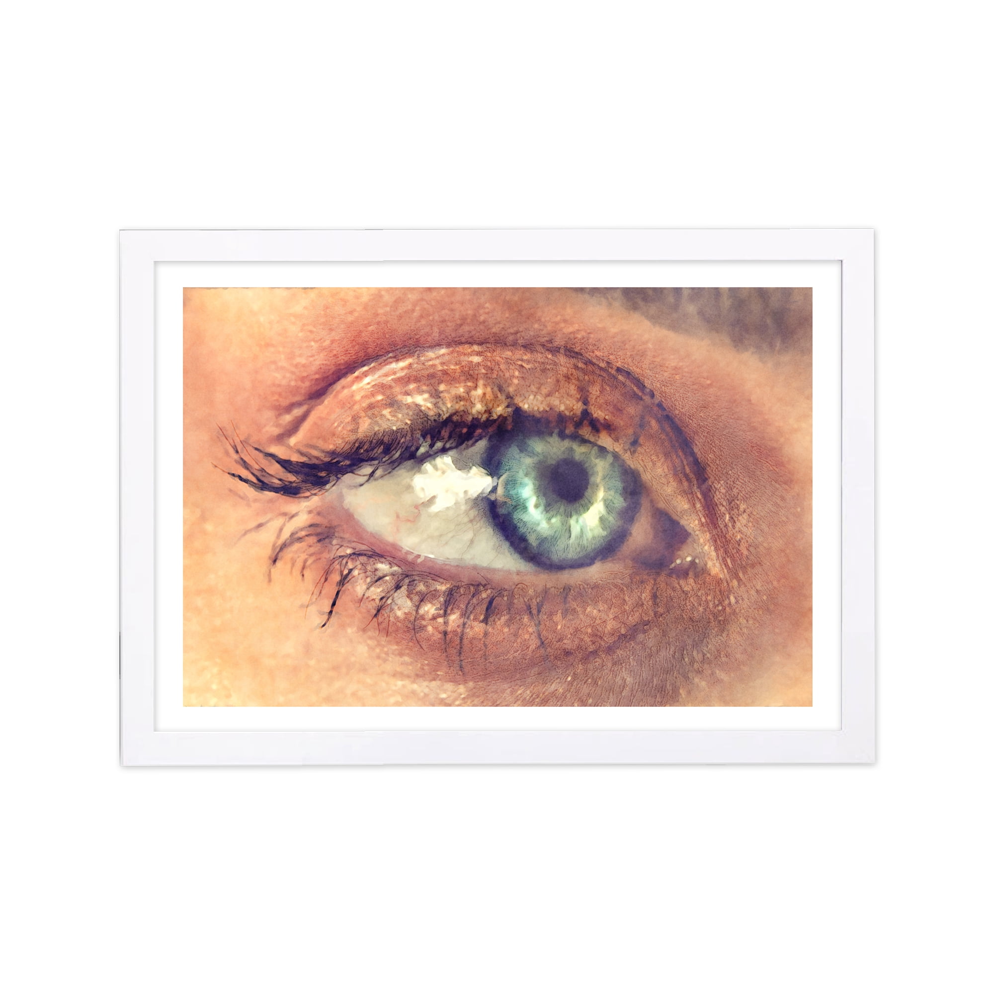 Wynwood Studio People and Portraits Framed Wall Art Prints 'Eyes don't Lie' Portraits Home Décor - Brown, Blue, 19" x 13"