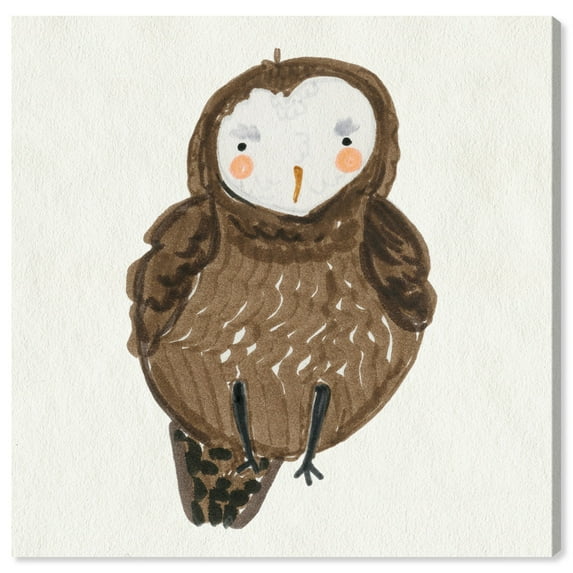 Wynwood Studio 'Pet Owl' Animals Wall Art Canvas Print - Brown, White, 12" x 12"