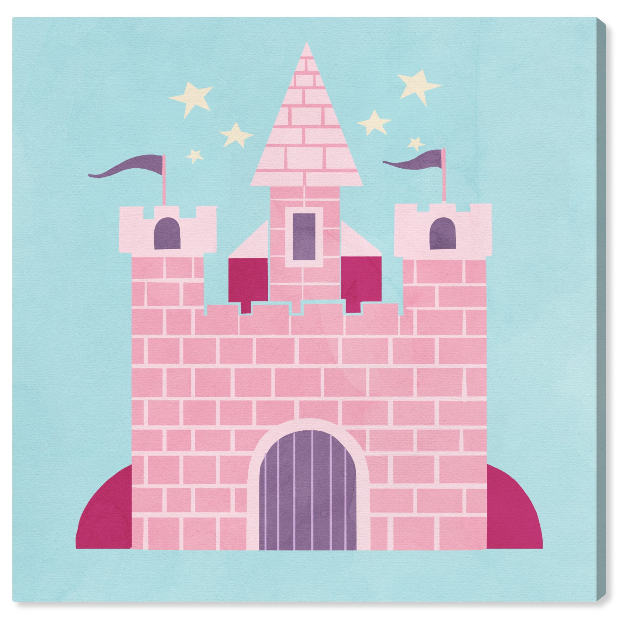Wynwood Studio 'Petite Castle' Fantasy and Sci-Fi Wall Art Canvas Print - Pink, Blue, 20" x 20"