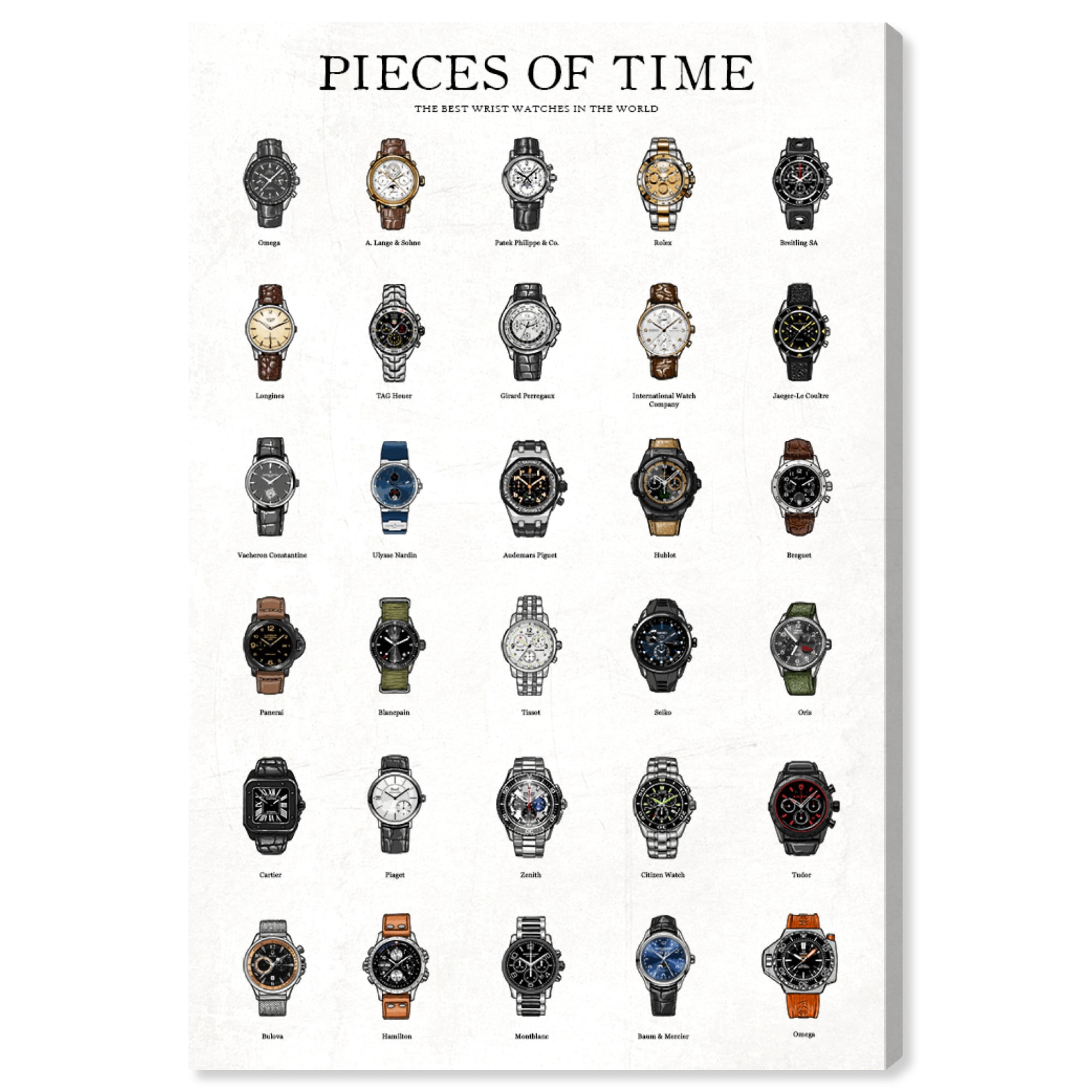 Pieces of Time White and Brown Canvas Print, 24" x 36"