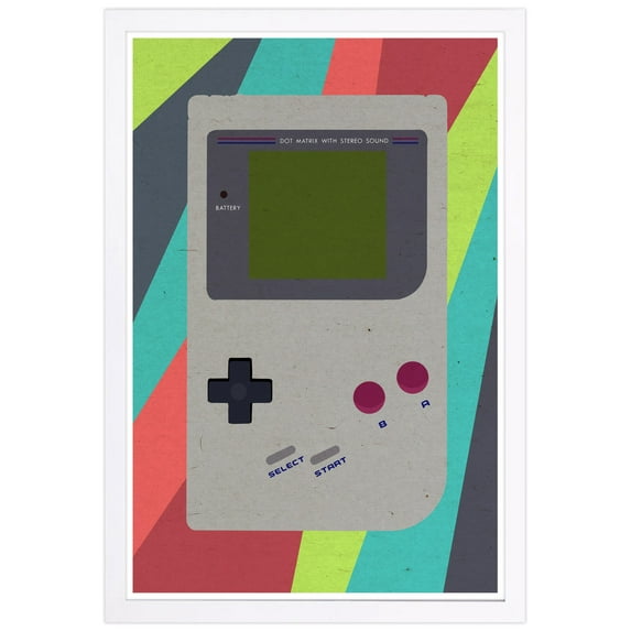 Wynwood Studio 'Play Device' Entertainment and Hobbies Framed Wall Art Print - Gray, Red