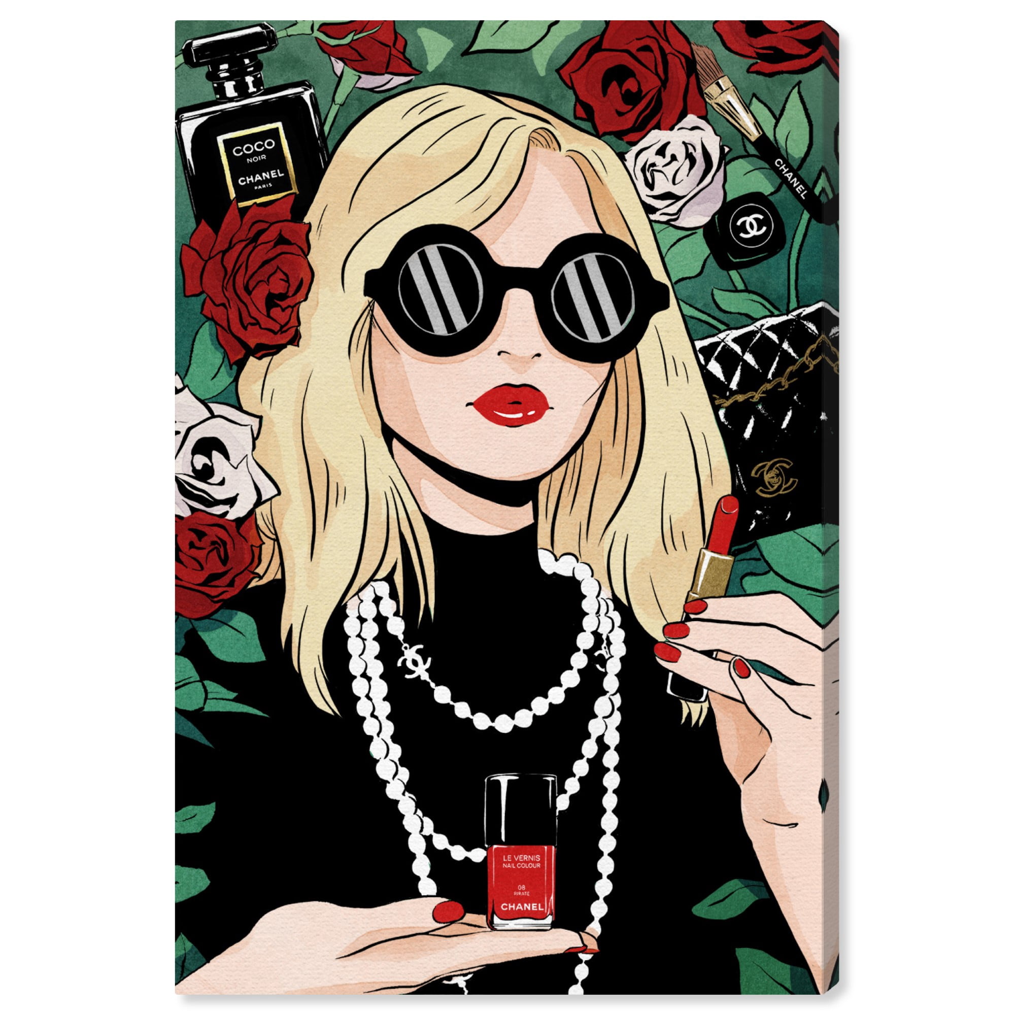 Wynwood Studio 'Portrait of a French Girl' Fashion and Glam Wall Art Canvas Print - Black, Red, 24" x 36"