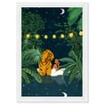 thumbnail image 1 of Wynwood Studio Prints A Night In The Jungle Animals Felines Wall Art Canvas Print Green Dark Blue 13x19, 1 of 3