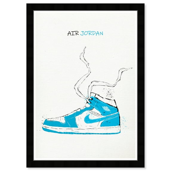 Wynwood Studio Prints Air jordan Drawing IV Fashion and Glam Shoes Wall Art Canvas Print Blue Cyan 13x19