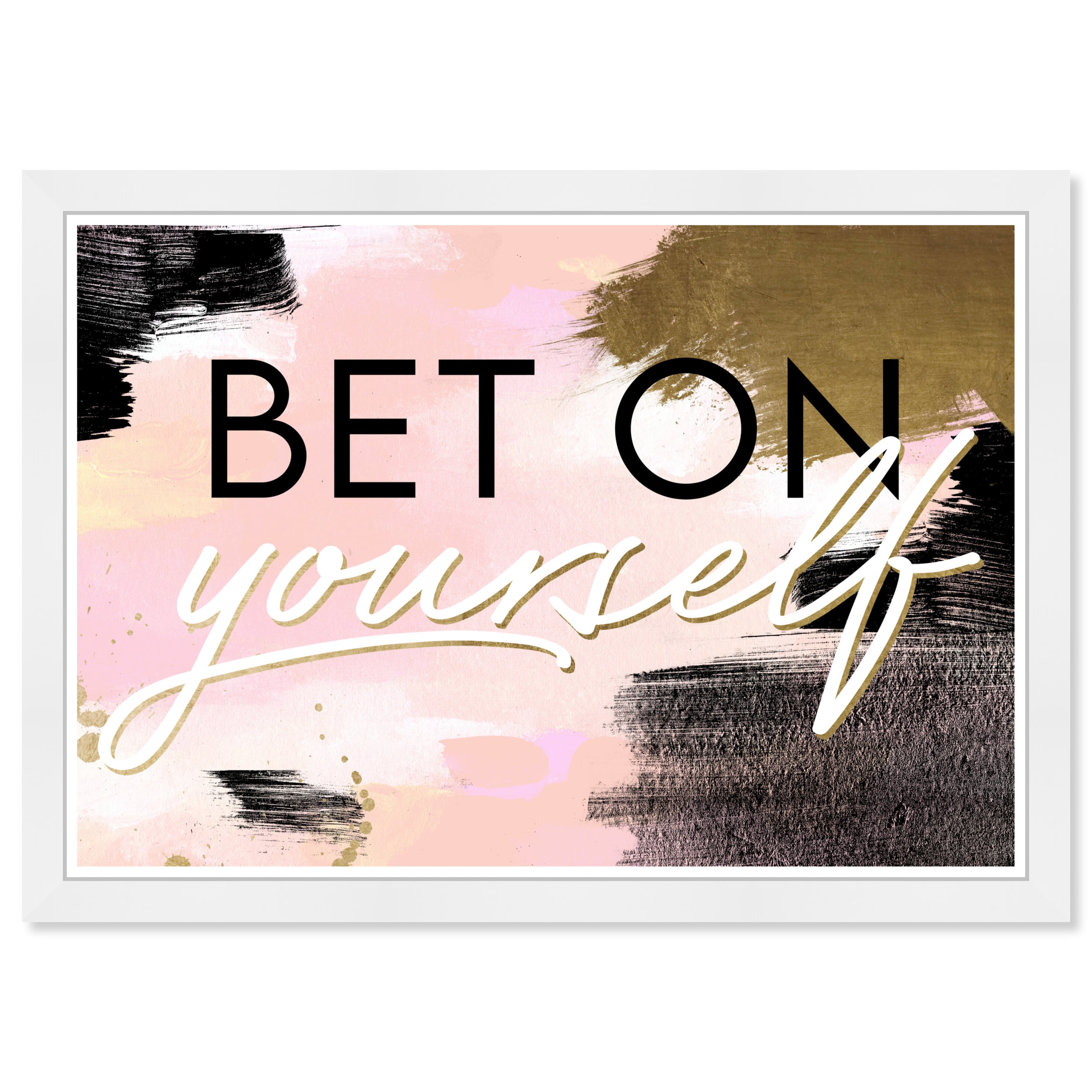 Wynwood Studio Prints Bet On Yourself Blush Typography and Quotes Empowered Women Quotes and Sayings Wall Art Canvas Print Pink Light Pink 19x13