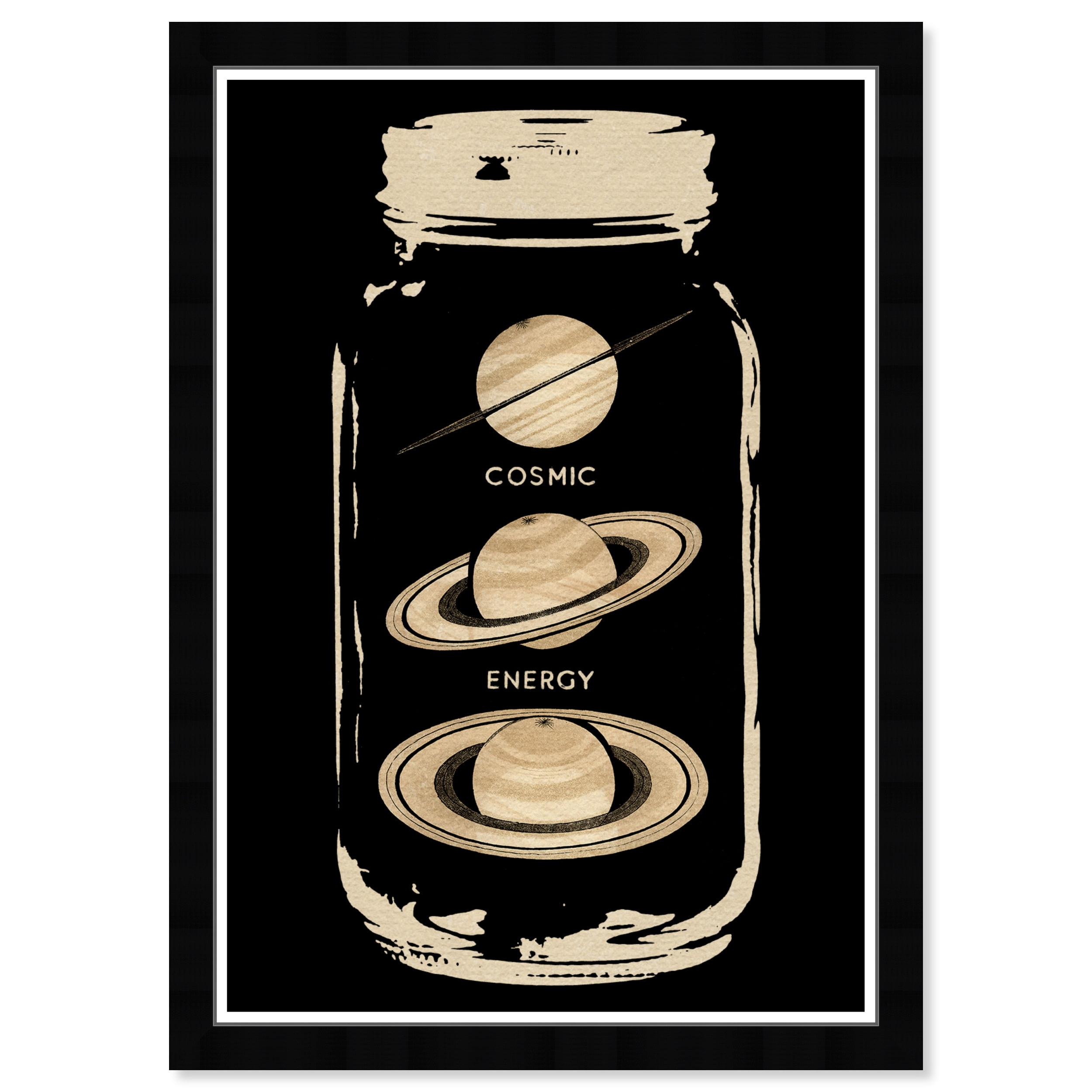 Wynwood Studio Prints Bottled Cosmic Energy Astronomy and Space Planets Wall Art Canvas Print Black Cream White 13x19