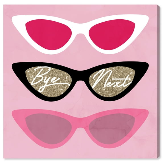 Wynwood Studio Prints Bye Next Sunglasses Fashion and Glam Accessories Wall Art Canvas Print Pink Metallic Gold 20x20