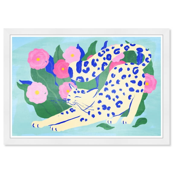 Wynwood Studio Prints Cat Yoga Animals Felines Wall Art Canvas Print Blue 19x13