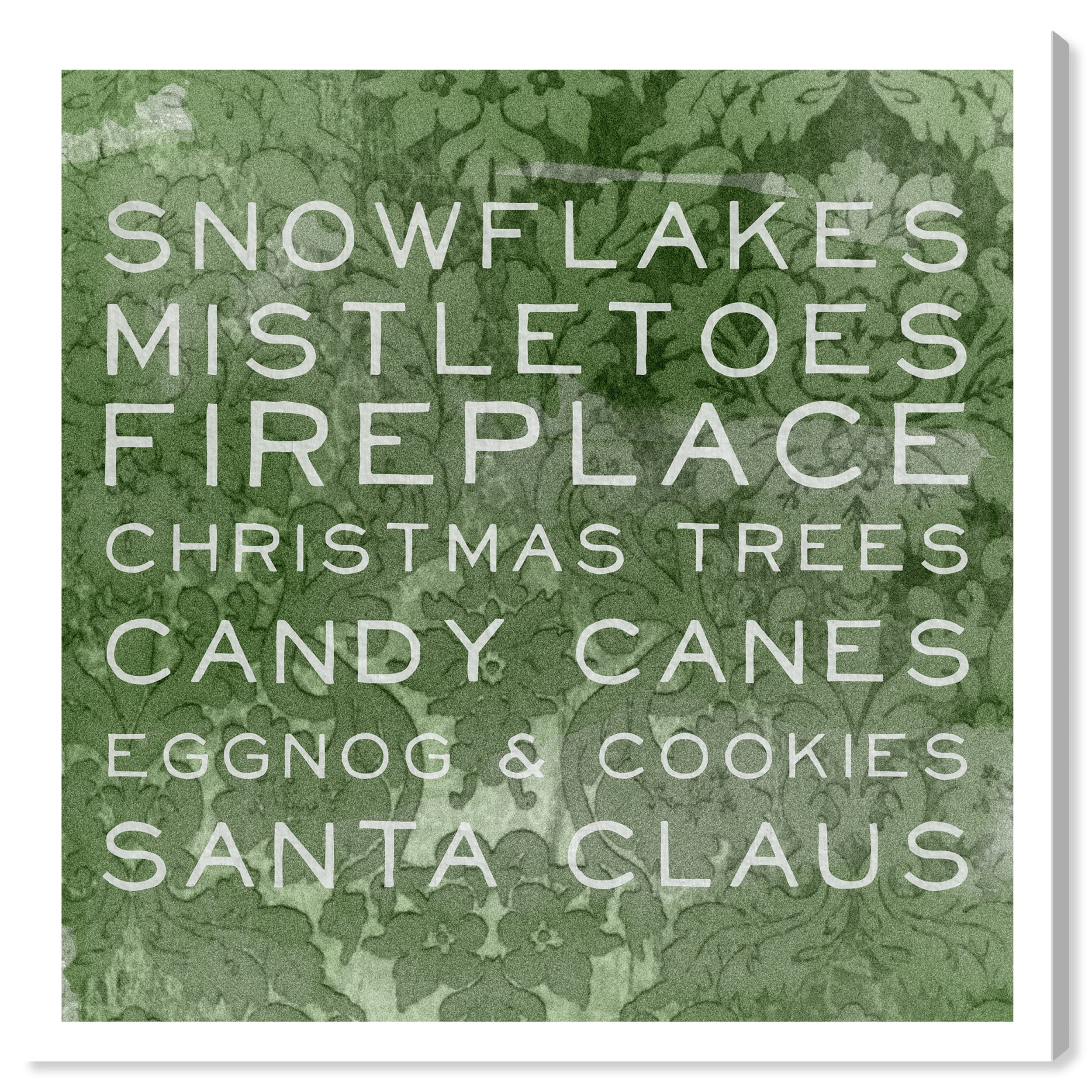 Wynwood Studio Prints Christmas List Holiday and Seasonal Holidays Wall Art Canvas Print Green Dark Green 30x30