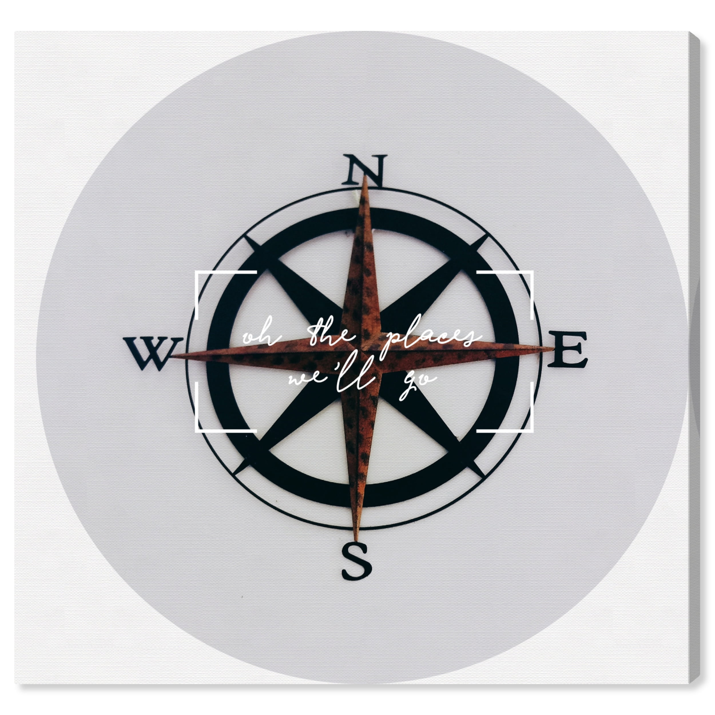 Wynwood Studio Prints Compass Nautical and Coastal Nautical Terms Wall Art Canvas Print White 20x20