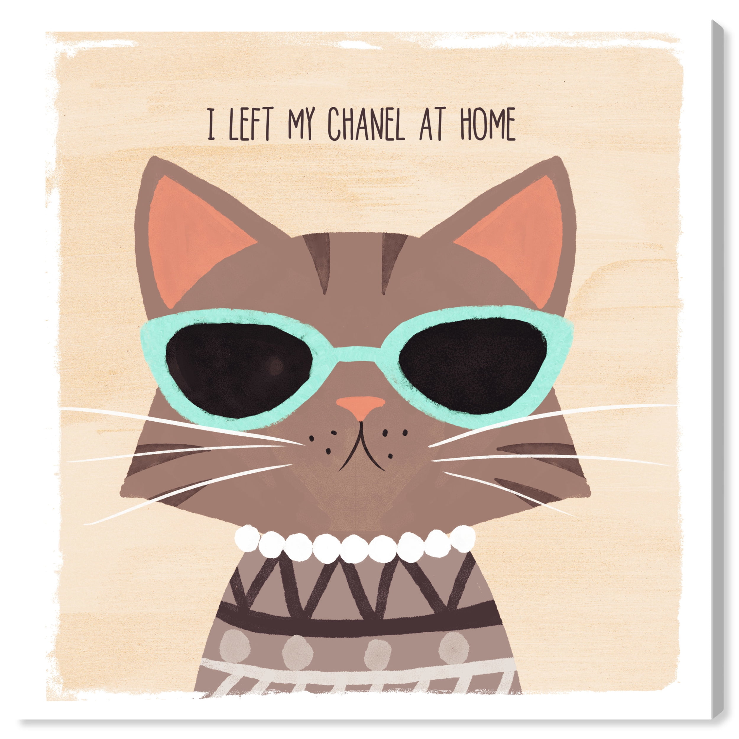 Wynwood Studio Prints Cutsie Cat Typography and Quotes Fashion Quotes and Sayings Wall Art Canvas Print White Cream White 12x12