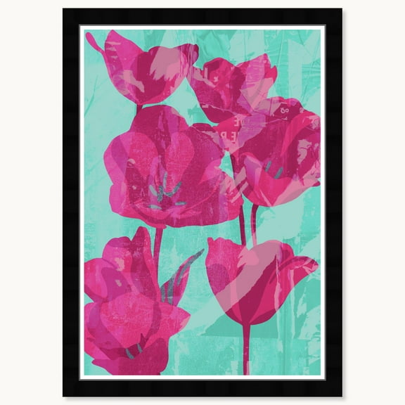Wynwood Studio Prints Floral Prints 15" x 21", Black Frame, Blossoming Minimalist Florals