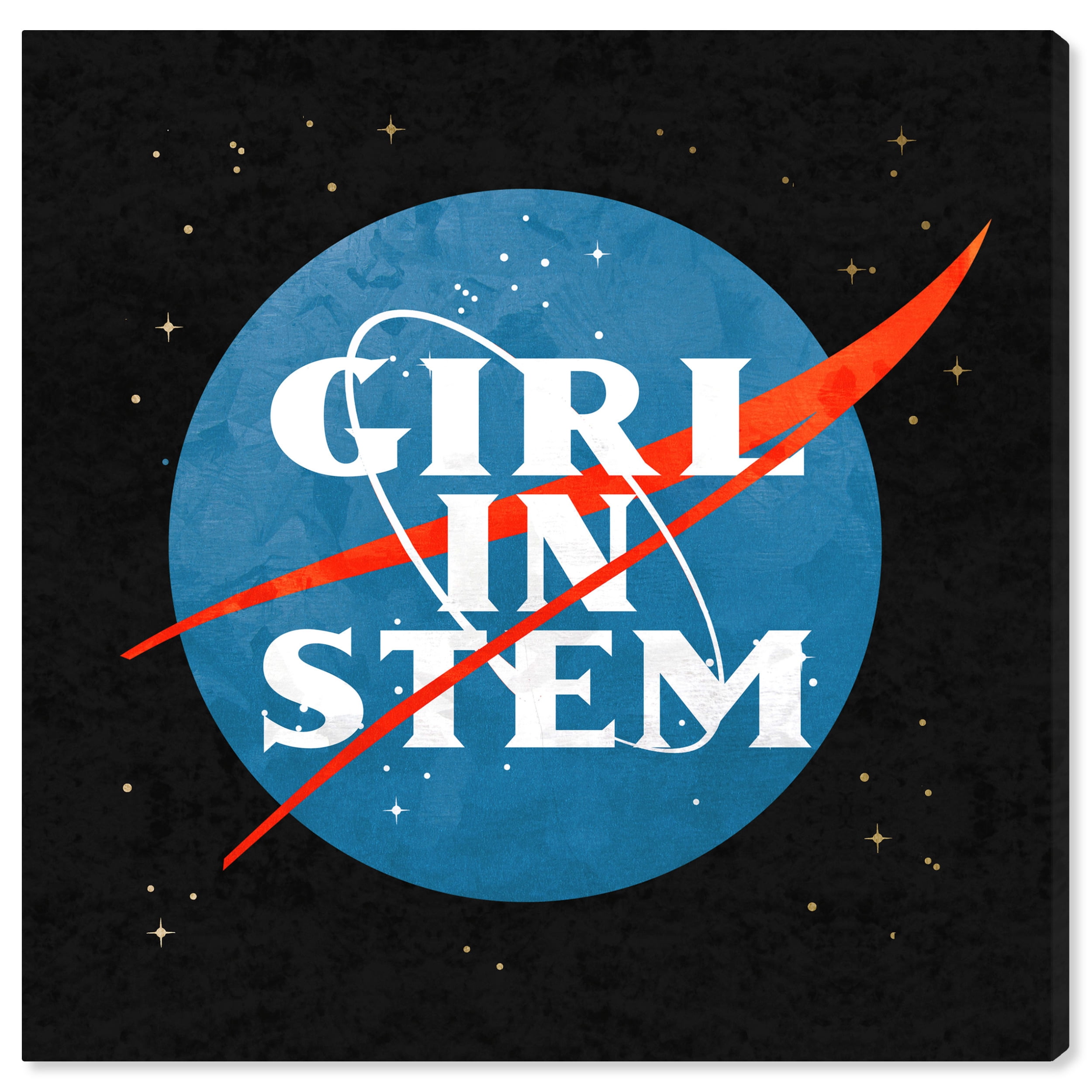 Wynwood Studio Prints Girl in Stem Logo Typography and Quotes Empowered Women Quotes and Sayings Wall Art Canvas Print Blue Light Blue 12x12