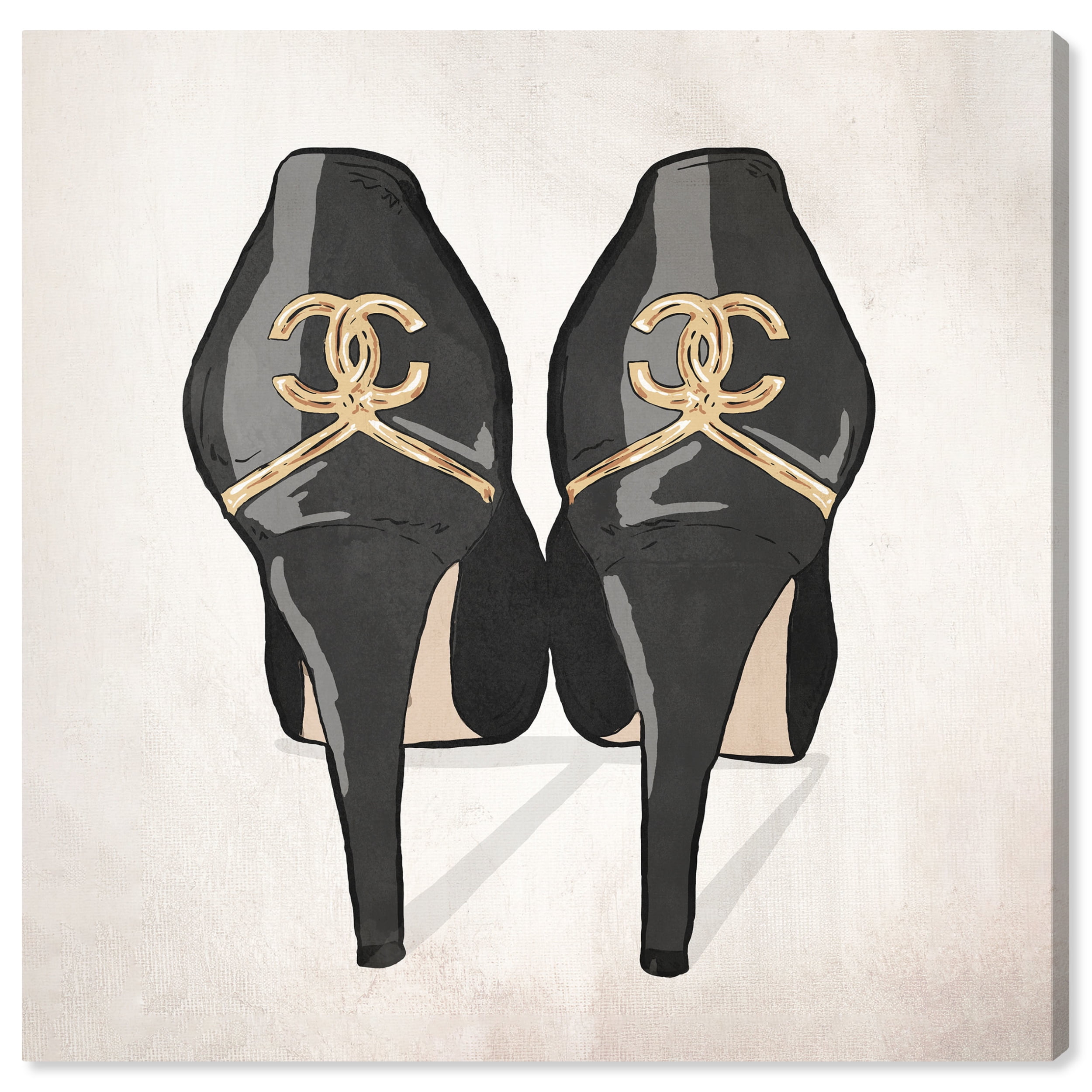 Black and Metallic Gold Fashion Glam Canvas Wall Art, 30" x 30"