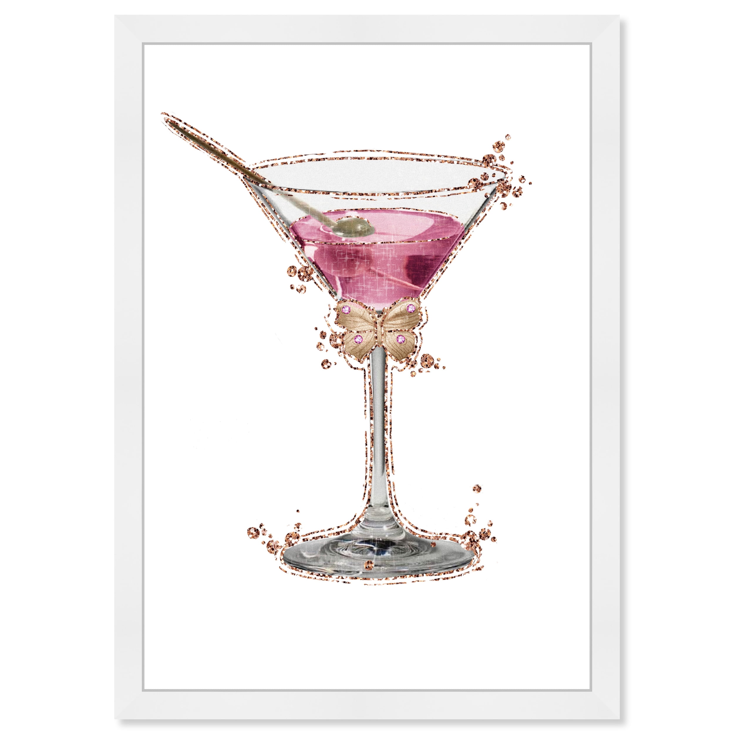 Glimmering Martini Pink and White Canvas Print 21" x 15"