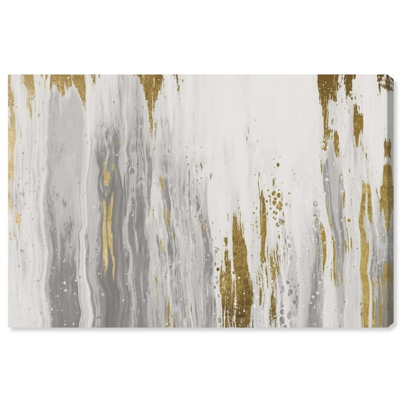 Wynwood Studio Prints Golden Cavern Abstract Paint Wall Art Canvas Print White Metallic Gold 30x20