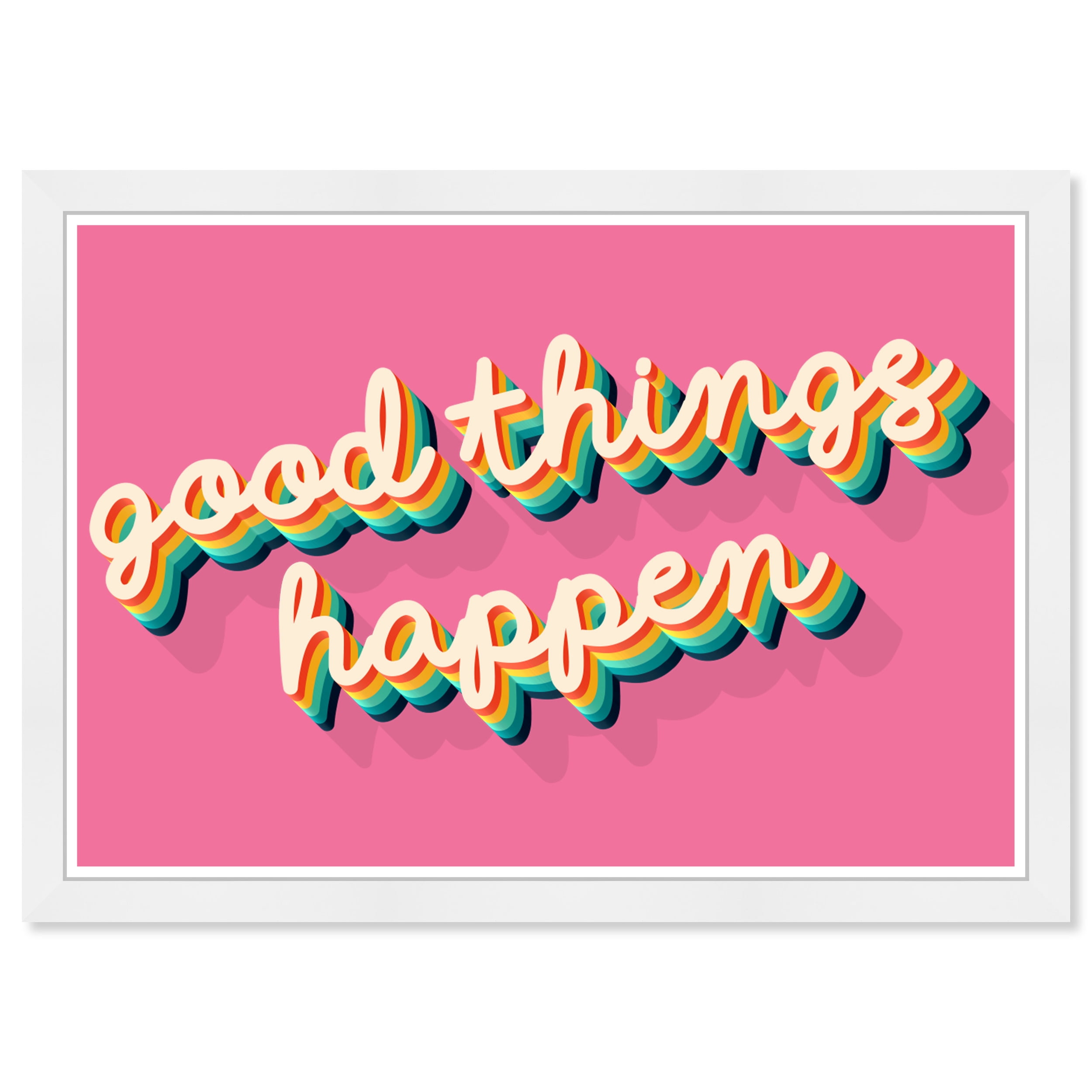 Wynwood Studio Prints Good Things Pink Typography and Quotes Motivational Quotes and Sayings Wall Art Canvas Print Pink Dark Pink 19x13