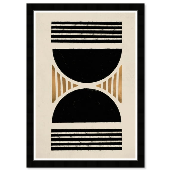 Wynwood Studio Prints Hourglass Abstract Shapes Wall Art Canvas Print Black Metallic Gold 13x19