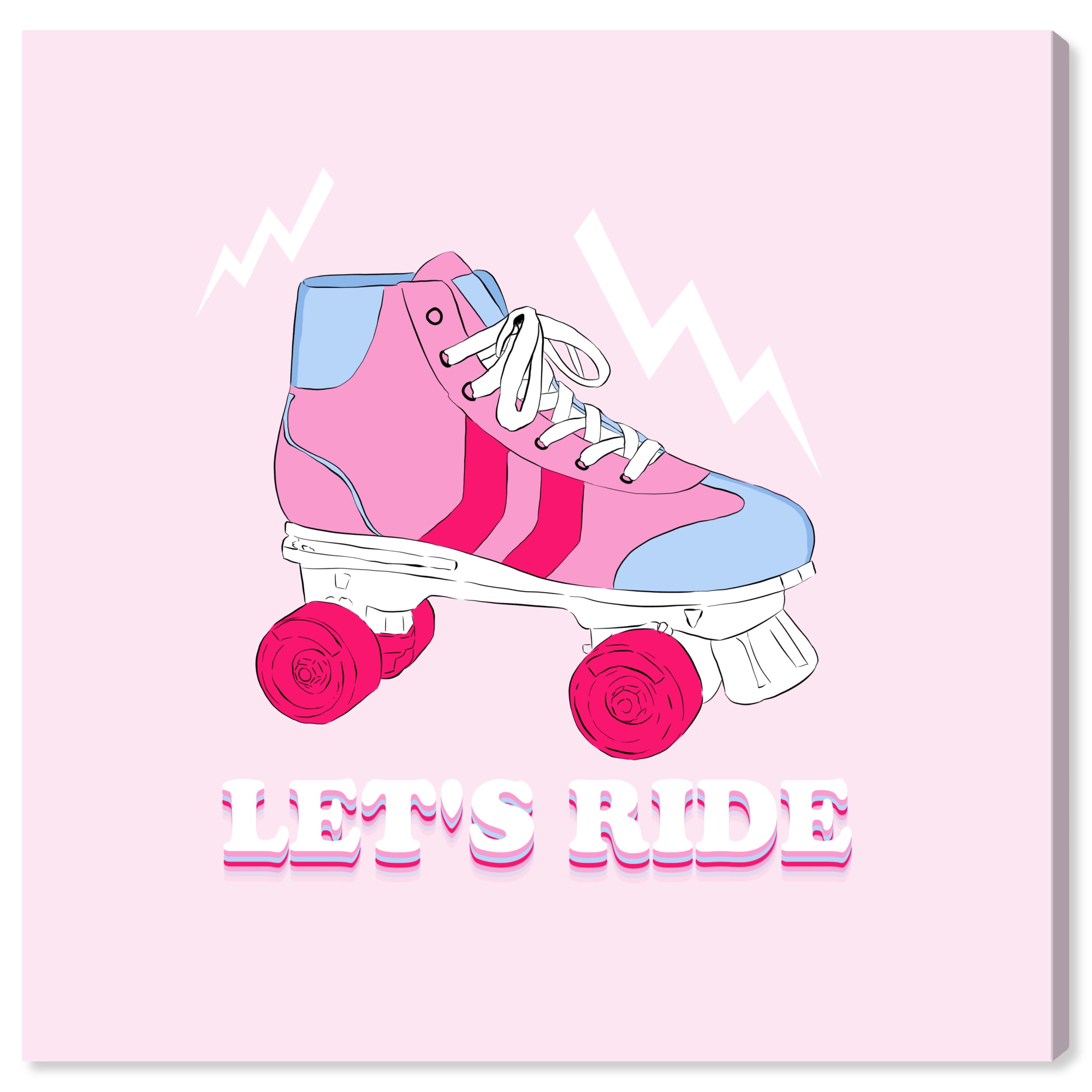 Let's Ride Pink Rollerskate Sports Canvas Print, 12 x 12