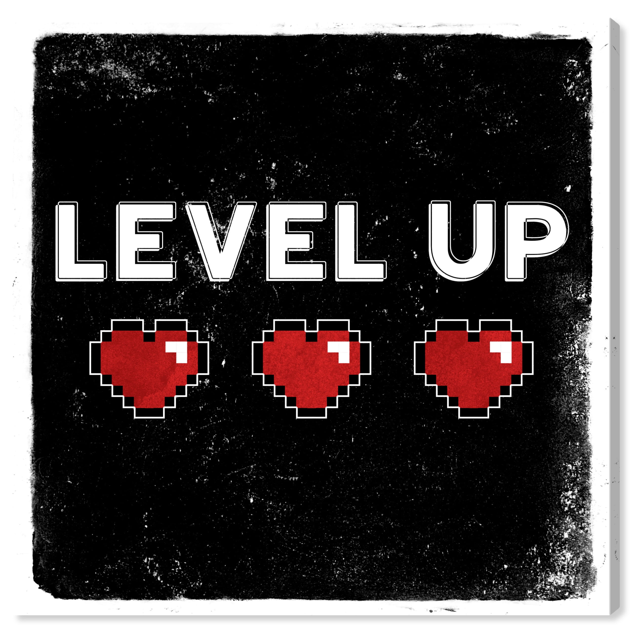 Wynwood Studio Prints Level Up Typography and Quotes Love Quotes and Sayings Wall Art Canvas Print Black Scarlet 20x20