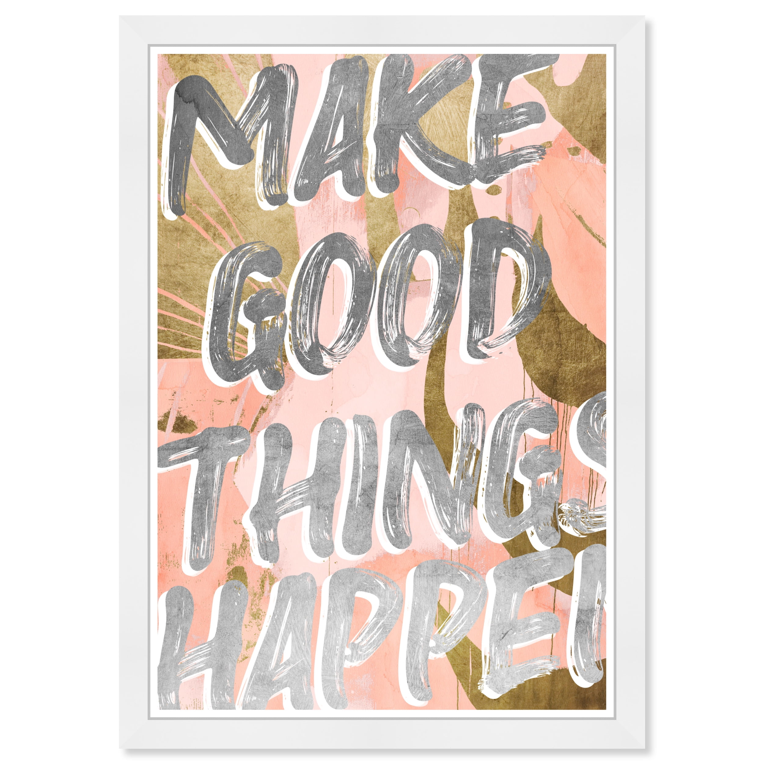 Wynwood Studio Prints Make Good Things Happen Blush Typography and Quotes Inspirational Quotes and Sayings Wall Art Canvas Print Pink Light Pink 13x19