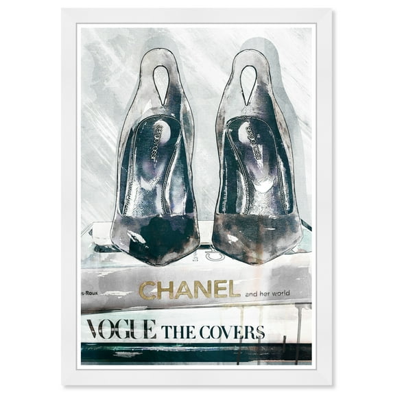 Wynwood Studio Prints Marble Night Out Fashion and Glam Shoes Wall Art Canvas Print Black Metallic Gold 13x19