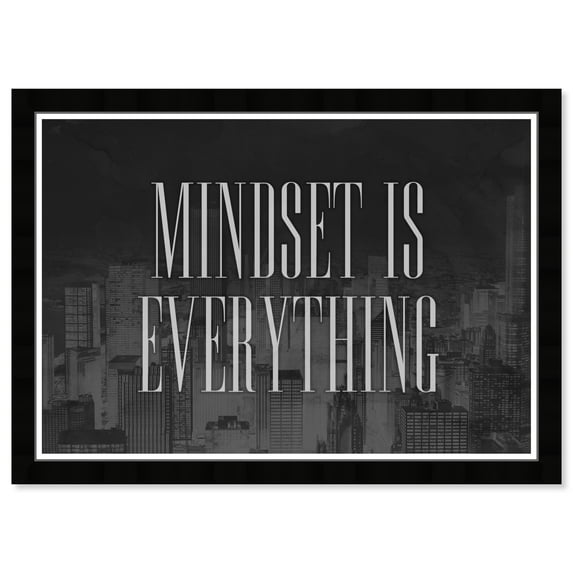 Wynwood Studio Prints Mindset is Everything Typography and Quotes Motivational Quotes and Sayings Wall Art Canvas Print Black Light Gray 19x13