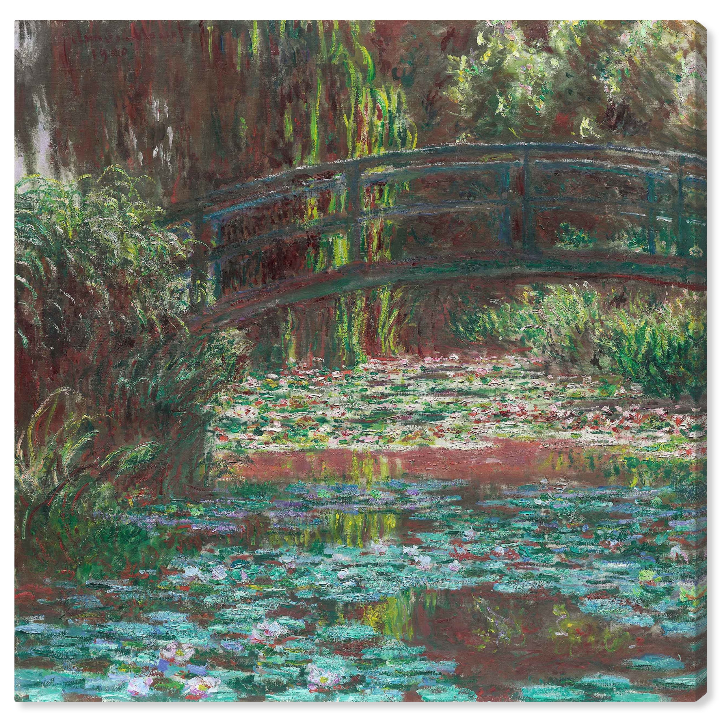 Monet Water Lily Pond Green Turquoise Canvas Landscape Art 20x20