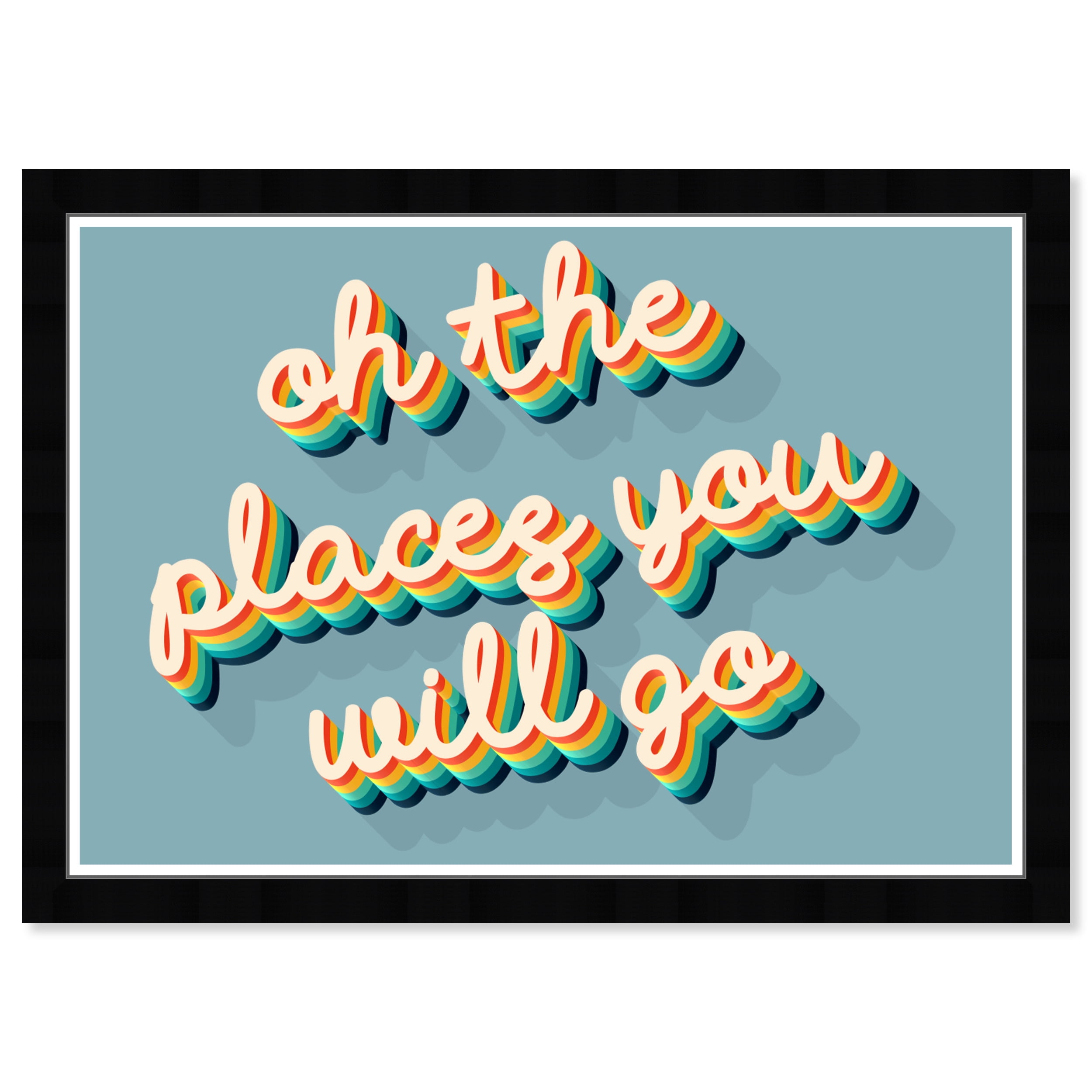 Wynwood Studio Prints Places You Will Go Blue Typography and Quotes Motivational Quotes and Sayings Wall Art Canvas Print Blue Light Blue 19x13