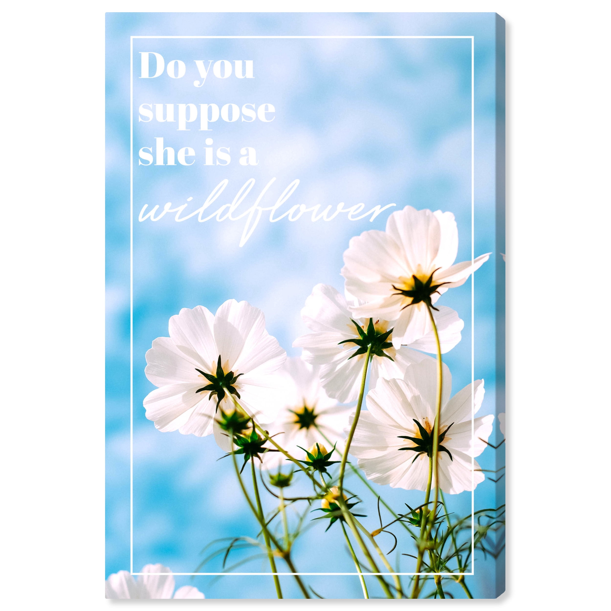 Wynwood Studio Prints She is a Wildflower Typography and Quotes Empowered Women Quotes and Sayings Wall Art Canvas Print Blue Celeste 16x24
