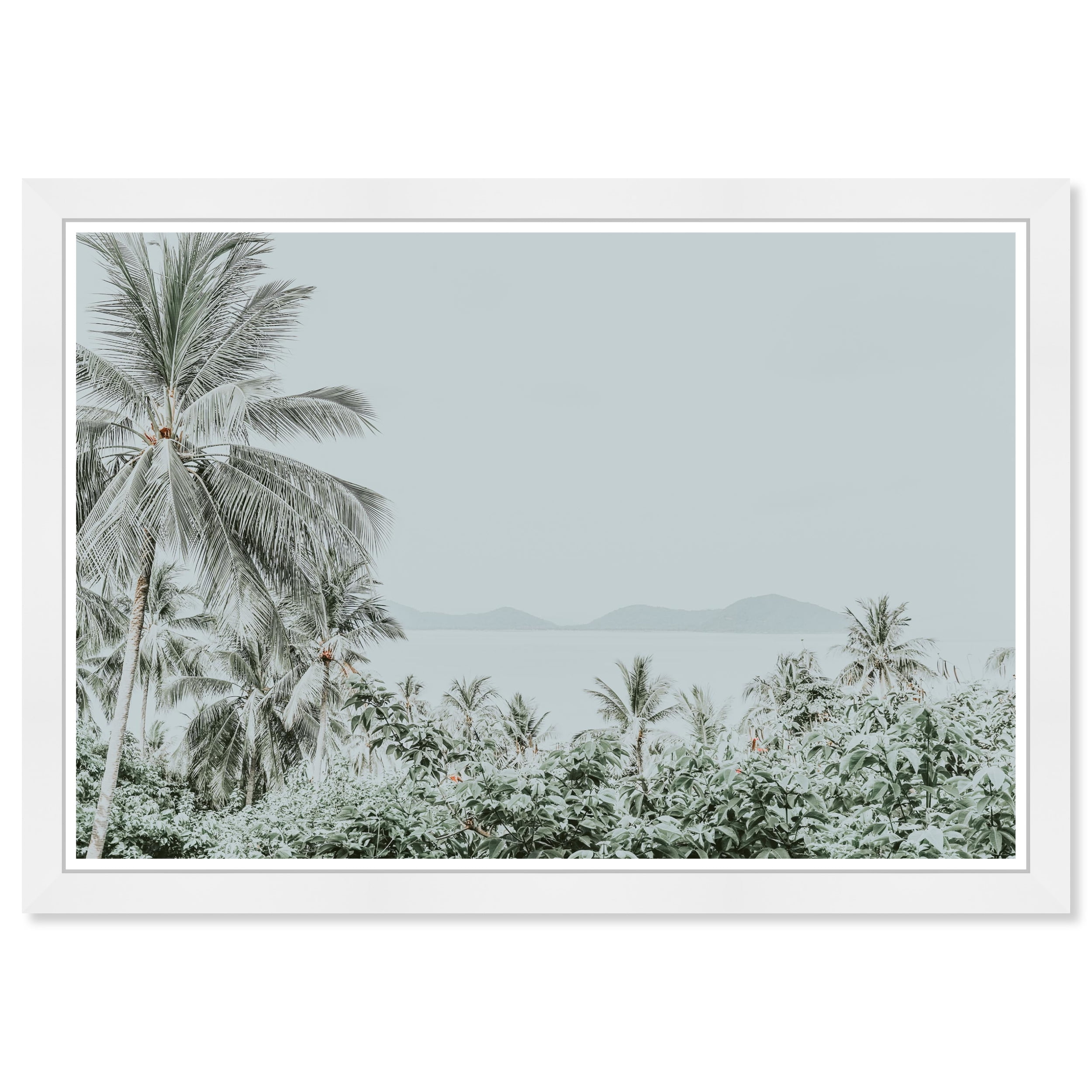 Silver Grey Paradise Tropical Palm Trees Canvas Print, 15x21