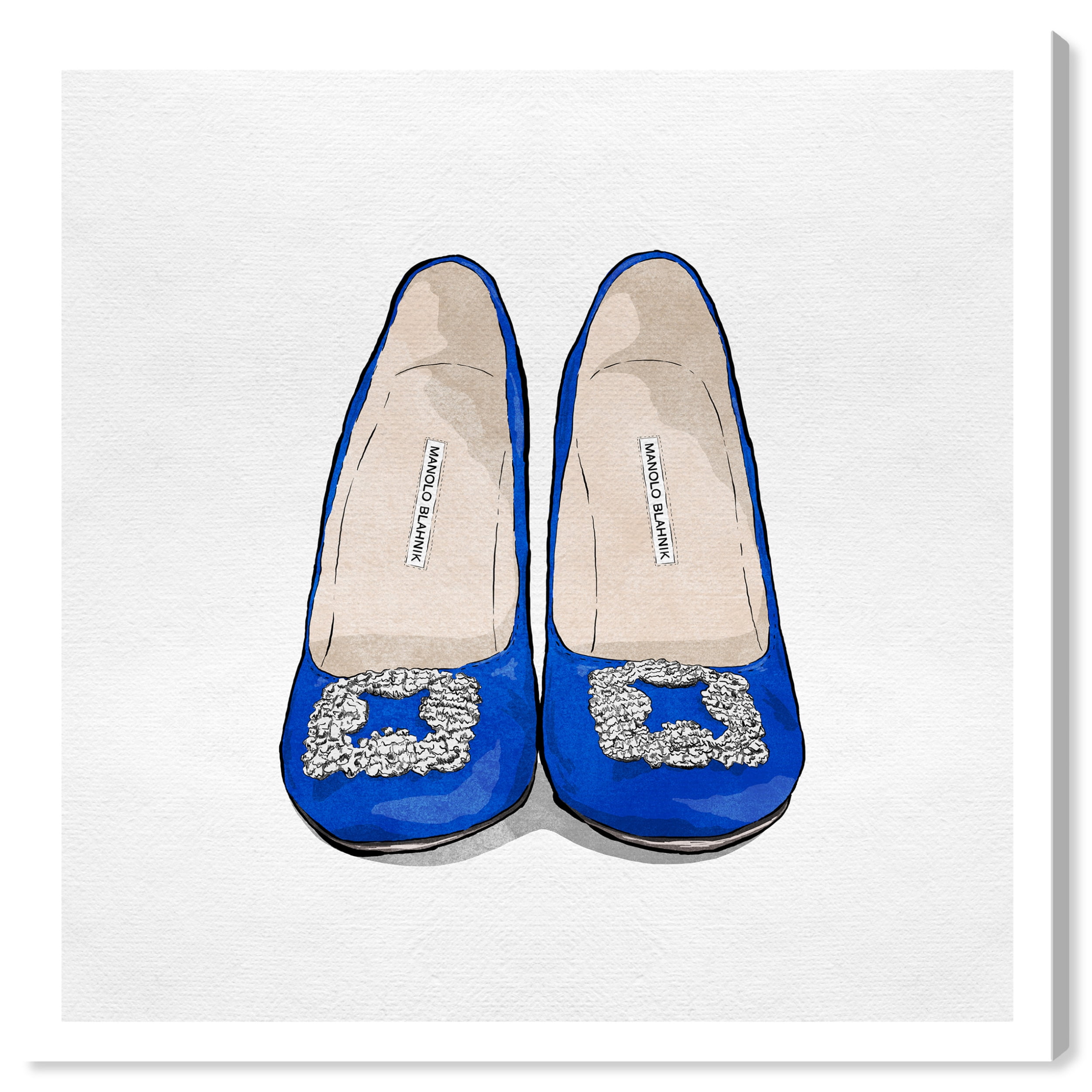 Blue and Light Blue Fashion Shoes Canvas Wall Art 20x20