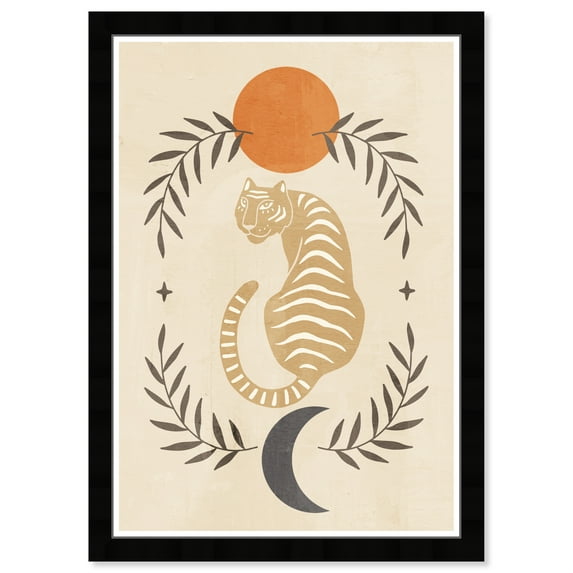 Wynwood Studio Prints Tiger Moon and Sun Animals Felines Wall Art Canvas Print Brown Light Brown 13x19
