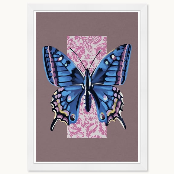 Wynwood Studio Prints Trendy Animal Print 15" x 21", White Frame, Butterfly Charm