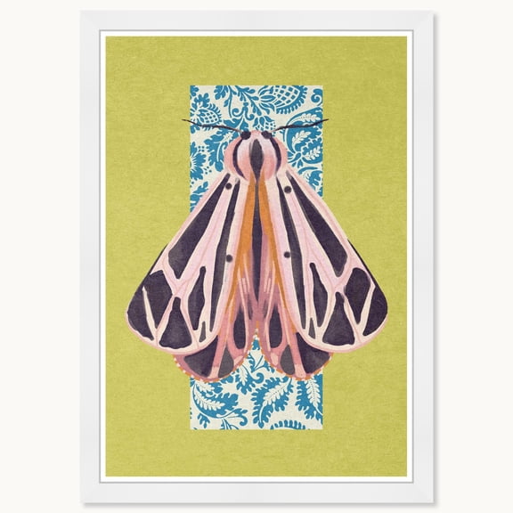 Wynwood Studio Prints Trendy Animal Print 15" x 21", White Frame, Moth Charm