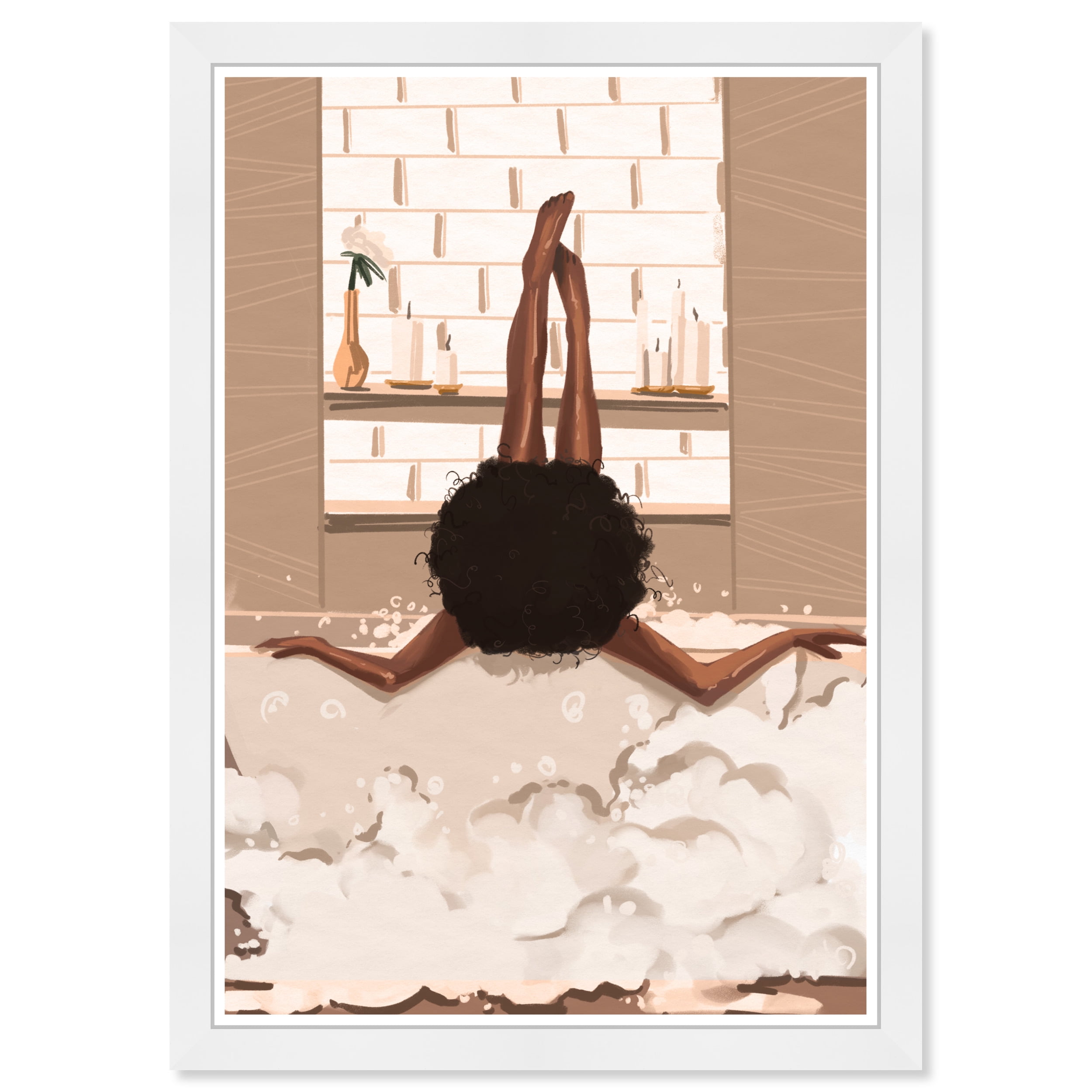 Warm Bubbles Brown and Cream Canvas Print Wall Art 13x19