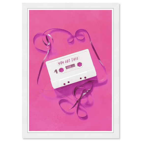 Wynwood Studio Prints You Got This Casette Music and Dance Vinyl Records Wall Art Canvas Print Pink Dark Pink 13x19