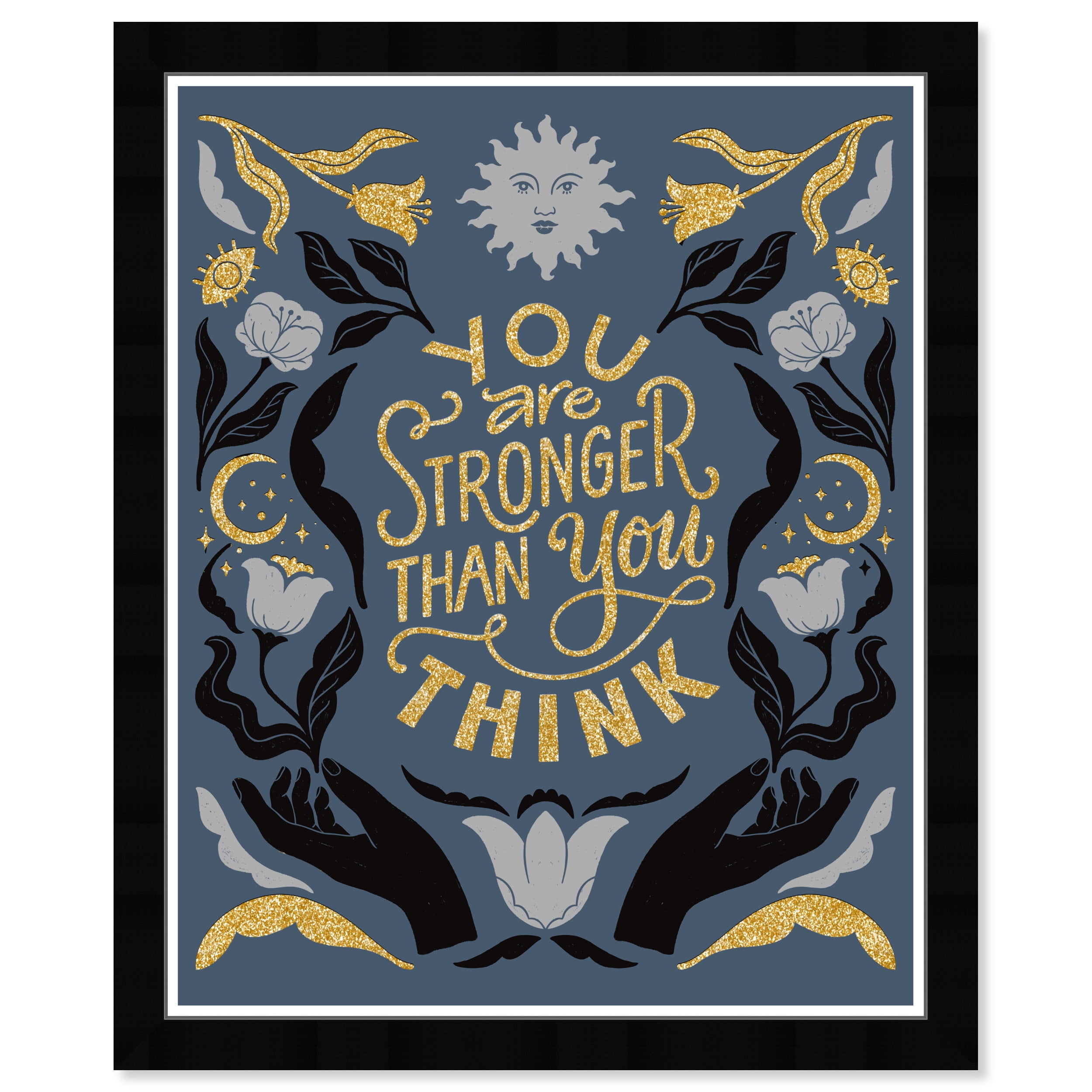 21" x 15" Blue and Gold Motivational Canvas Quote Print