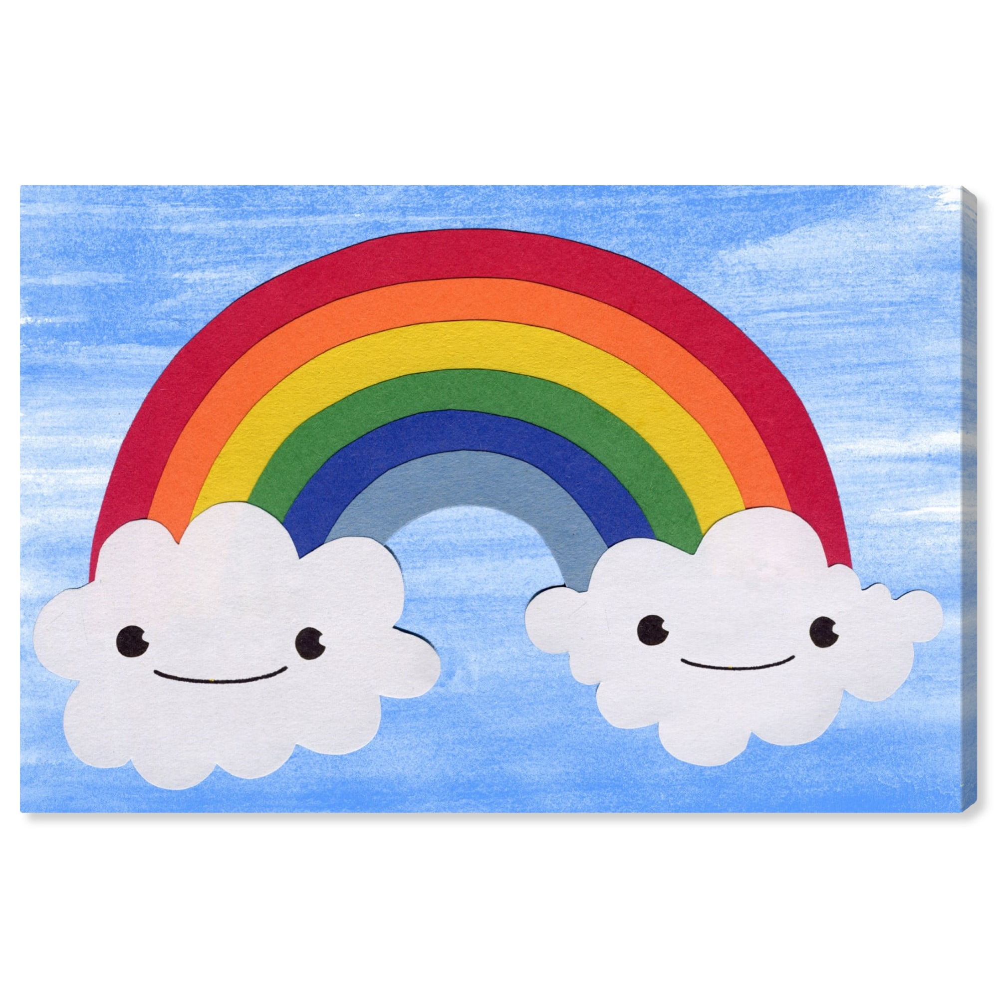 Wynwood Studio 'Rainbow Clouds' Nature and Landscape Wall Art Canvas Print - Blue, Red, 24" x 16"