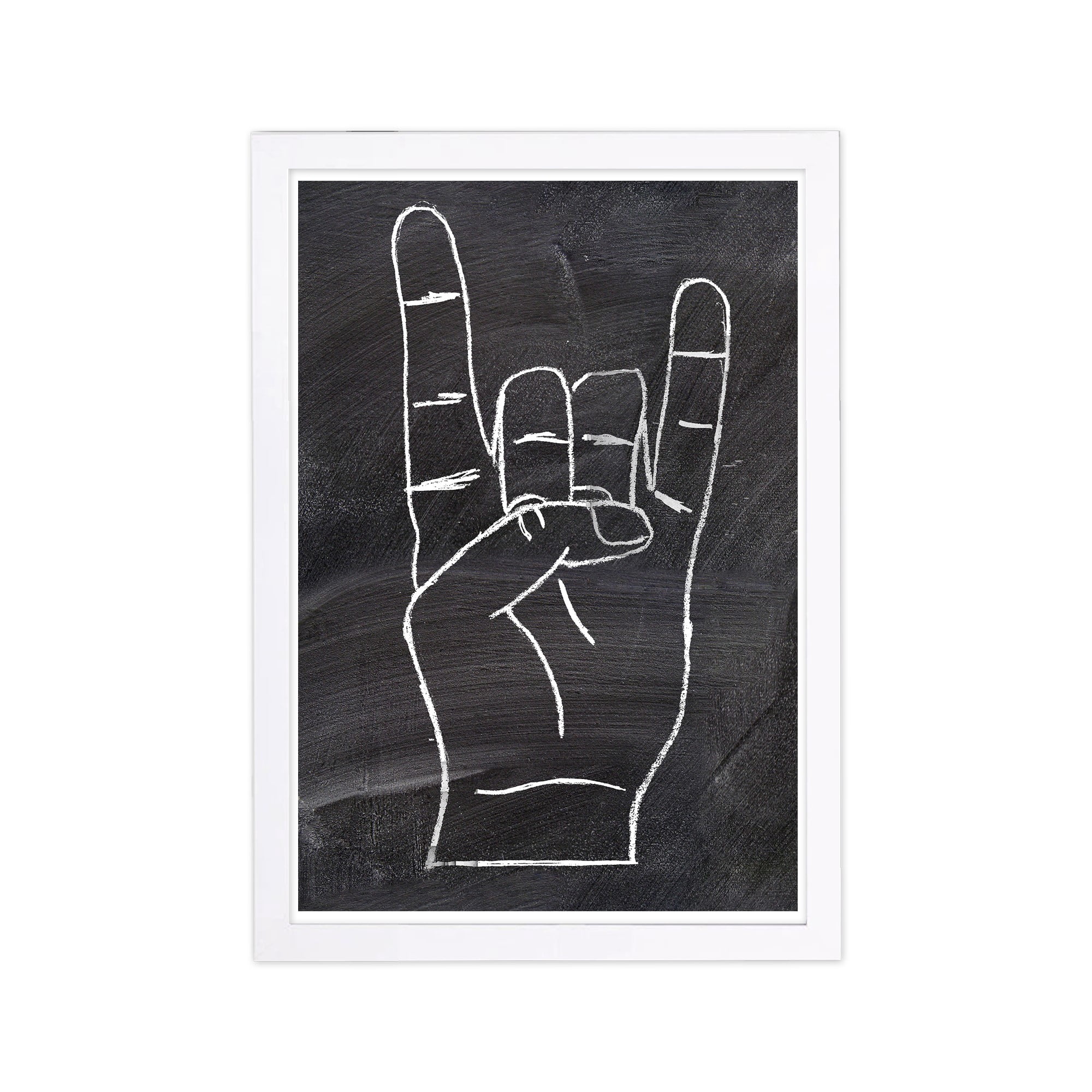 Wynwood Studio 'Rock On' Symbols and Objects Framed Wall Art Print - Black, White