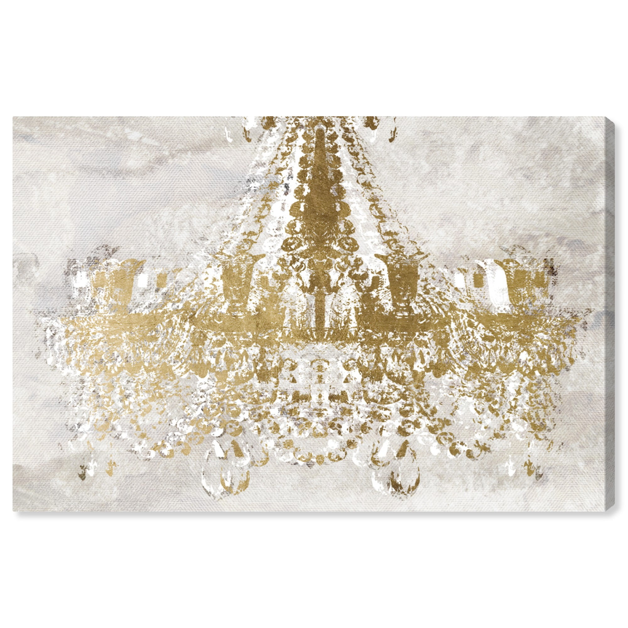 Gold and White Chandelier Canvas Wall Art Print 30" x 20"