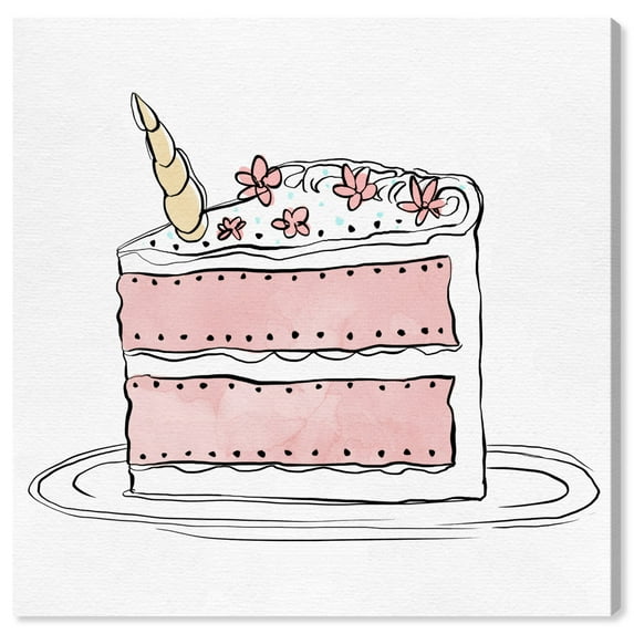 Wynwood Studio 'Scribble Cake' Fantasy and Sci-Fi Wall Art Canvas Print - Pink, White, 20" x 20"