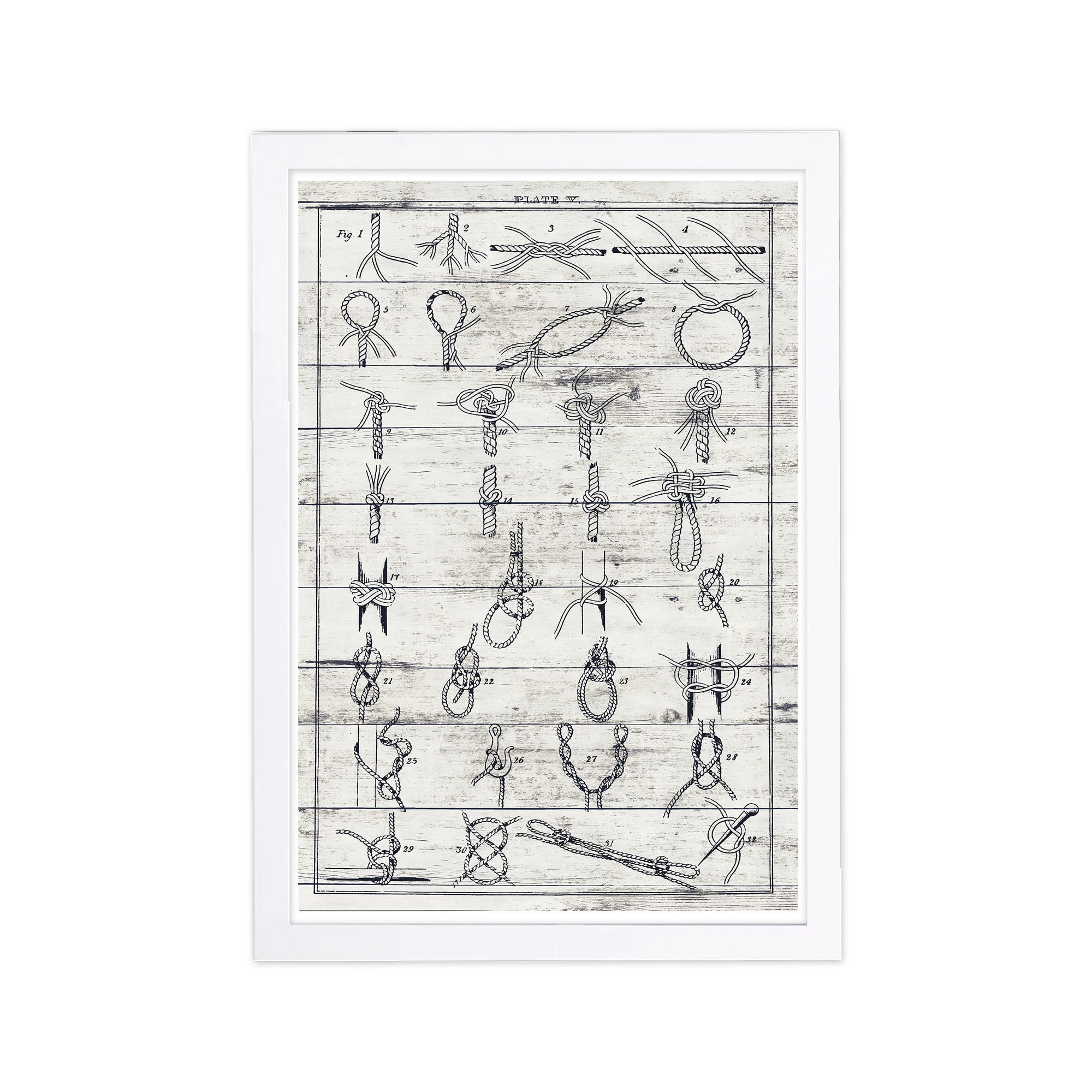 Sea Knots II White Framed Nautical Graphic Print Wall Art