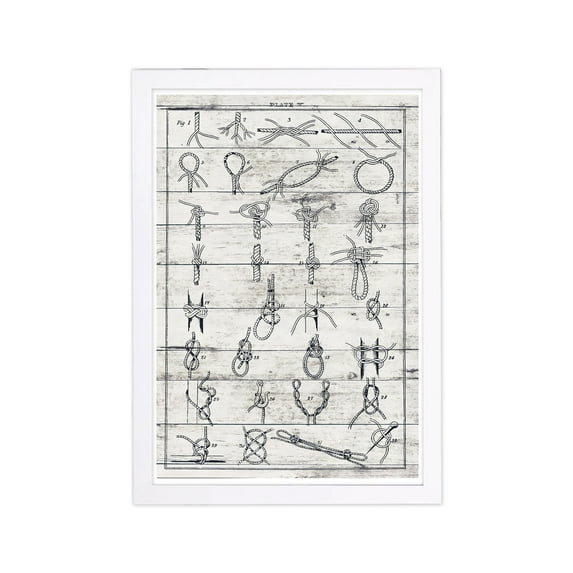 Wynwood Studio 'Sea Knots II' Nautical and Coastal Framed Wall Art Print - Blue, White